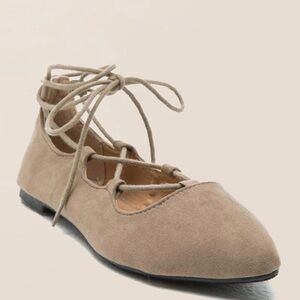 Francescas Tan Lace Up Flats